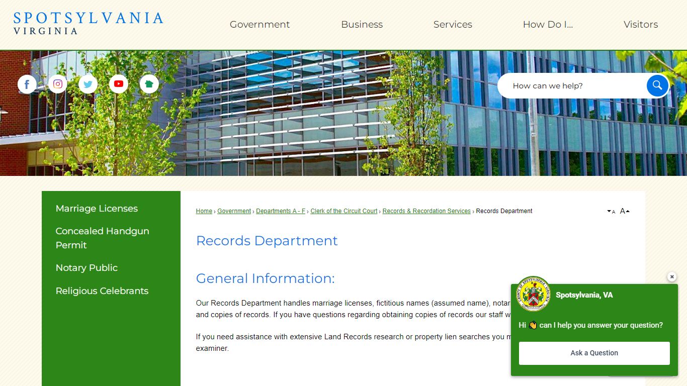 Records Department | Spotsylvania County, VA