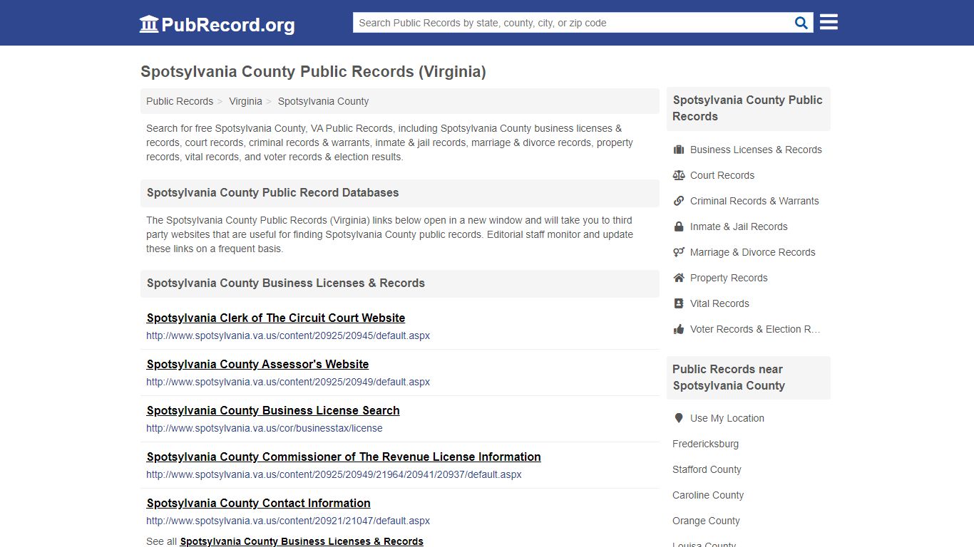 Free Spotsylvania County Public Records (Virginia Public ...