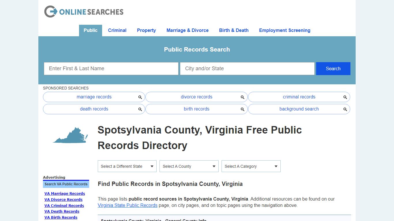 Spotsylvania County, Virginia Public Records Directory